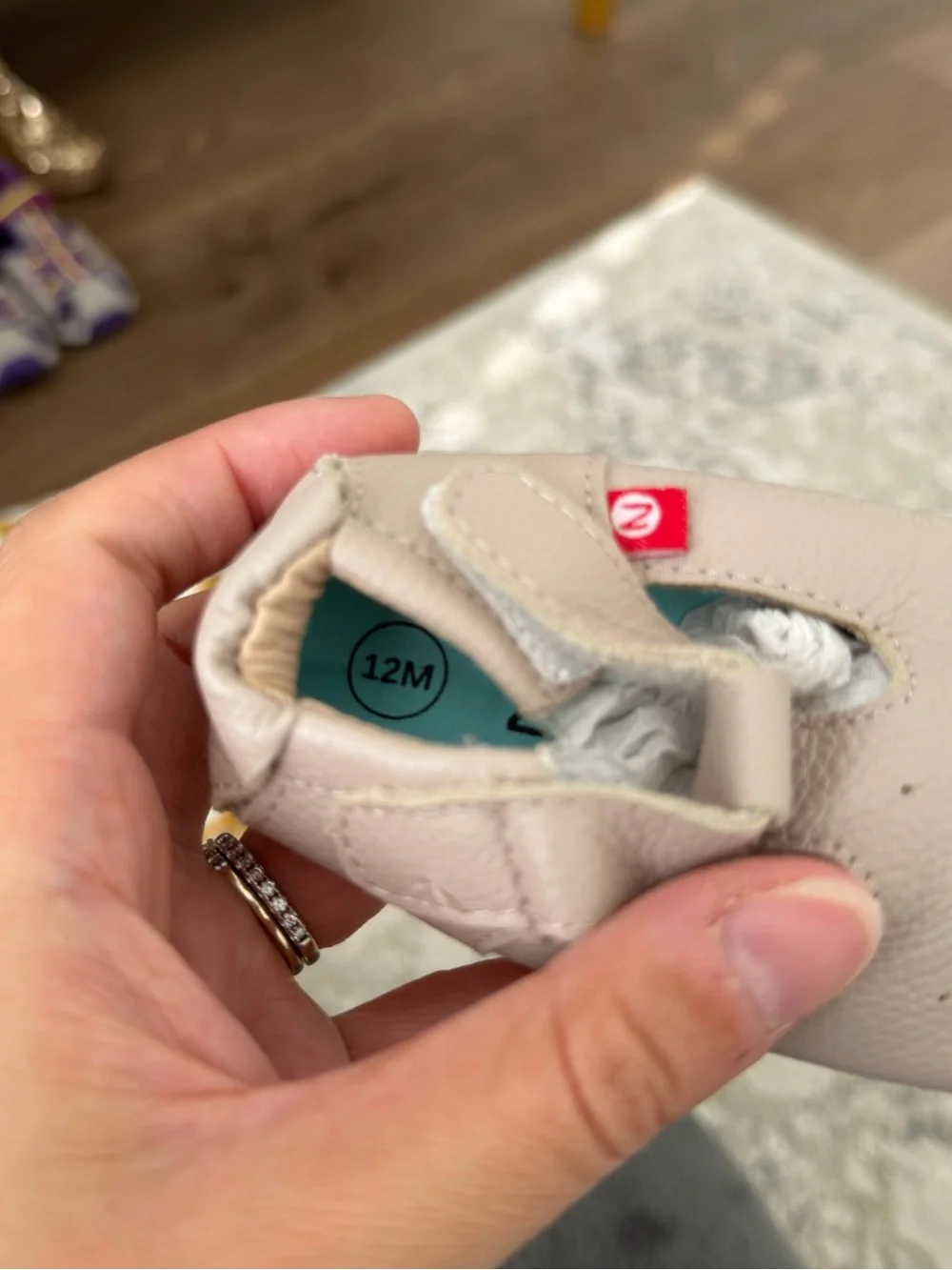 Zutano Soft Sole Leather Mary Jane Shoes Light Taupe Size 12 Months Baby